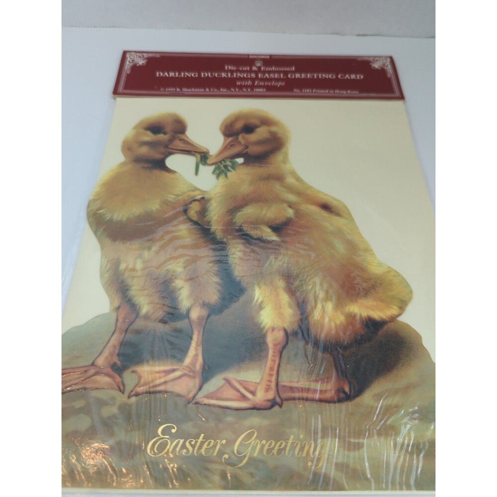 Vtg Shackman Darling Duckling Easel Greeting Card  Die-cut 1995 Easter